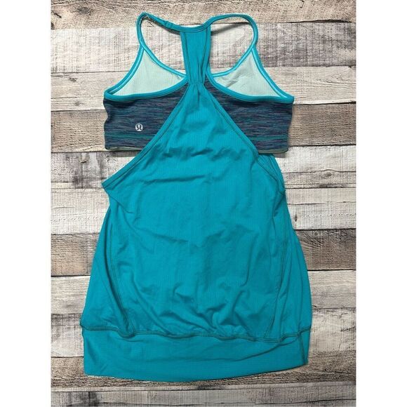 Size 6 Lululemon No Limits Tank Blue Tropics / Wee Are From Space Blue Tropics - Picture 4 of 11